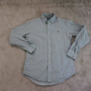Ralph Lauren Blue and White Checkered Dress Shirt